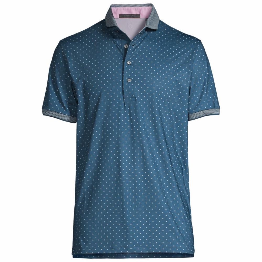 Greyson Men's Wolf Icon Dot Short Sleeve Golf Polo Shirt Dark Green‎ Large